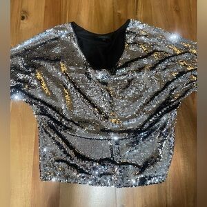 Rachel Zoe Silver Minelli Sequin Top
Size: Medium